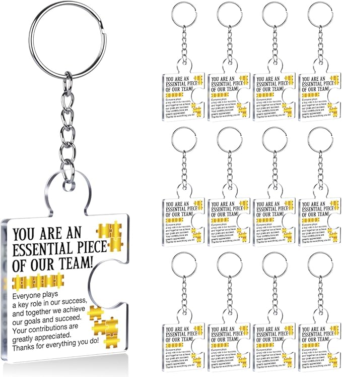 Team Appreciation Gifts for Employee Coworker Staff Bulk, Teamwork Thank You Gift Set Puzzle Piece Acrylic Keychains