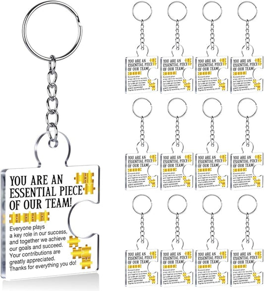 Team Appreciation Gifts for Employee Coworker Staff Bulk, Teamwork Thank You Gift Set Puzzle Piece Acrylic Keychains