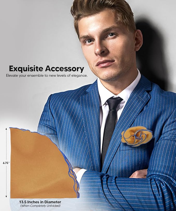 Premium Pre-Folded Four-Point Suit Pocket Square for Men with Sewn Pocket Fold
