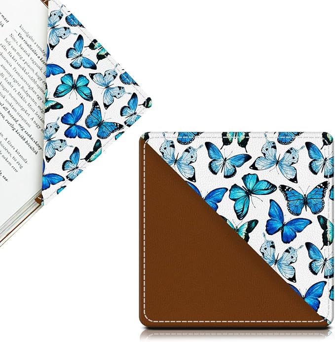 Cute Leather Bookmarks, Fun Triangle Making Corner Bookmark, Book Accessories for Reading Book Lovers, Unbreakable Page Markers for Women Men Cute Butterfly