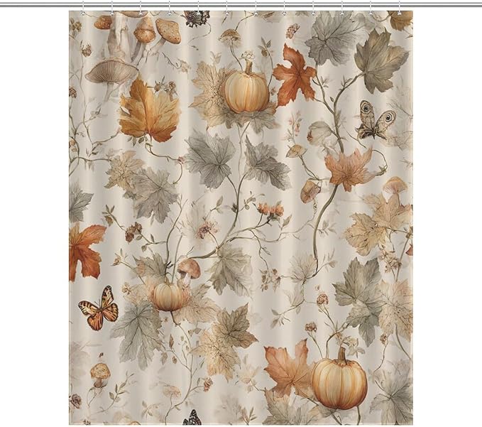 Fall Pumpkin Autumn Thanksgiving Shower Curtain Waterproof Washable Fabric Bathroom Shower Curtains for Bathroom Decorations Home Indoor Decor 56x72Inch