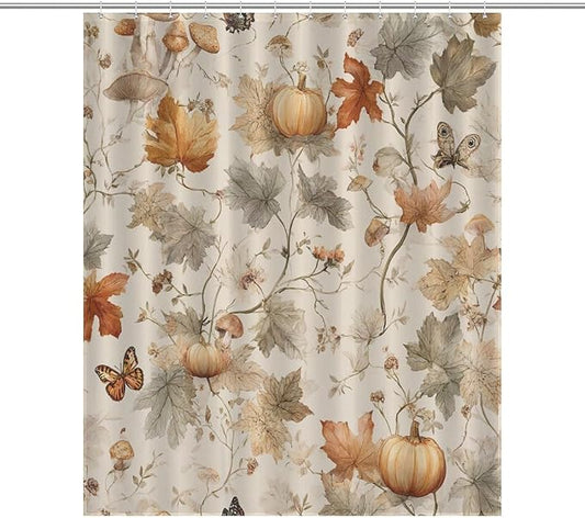 Fall Pumpkin Autumn Thanksgiving Shower Curtain Waterproof Washable Fabric Bathroom Shower Curtains for Bathroom Decorations Home Indoor Decor 56x72Inch