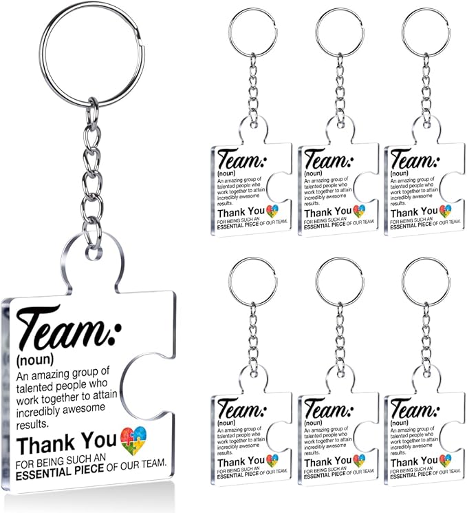 Team Appreciation Gifts for Employee Coworker Staff Bulk, Teamwork Thank You Gift Set Puzzle Piece Acrylic Keychains