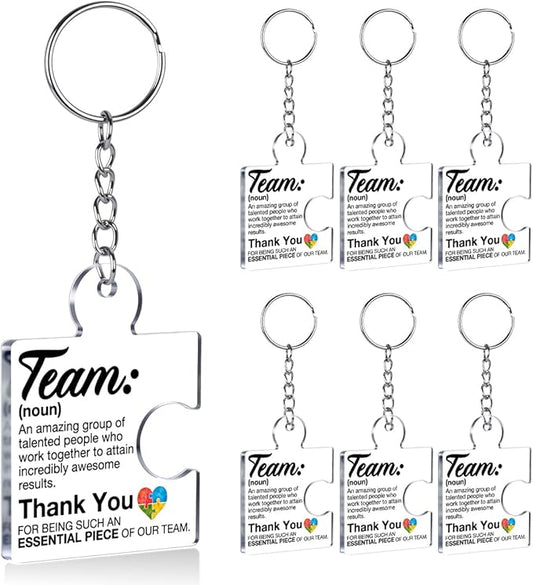 Team Appreciation Gifts for Employee Coworker Staff Bulk, Teamwork Thank You Gift Set Puzzle Piece Acrylic Keychains