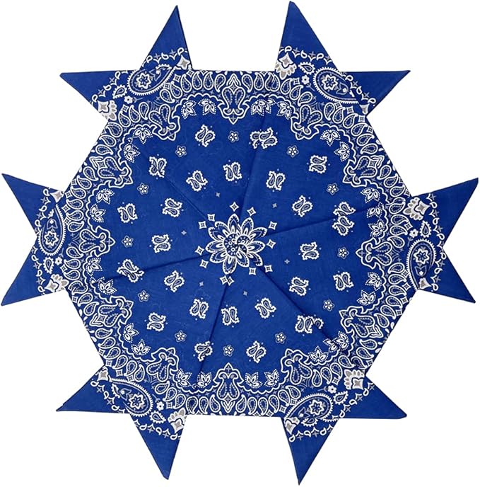 6 Pack 12 Pack Bandanas 2 Sides Printed 22inch Unisex Cowboy Kerchiefs