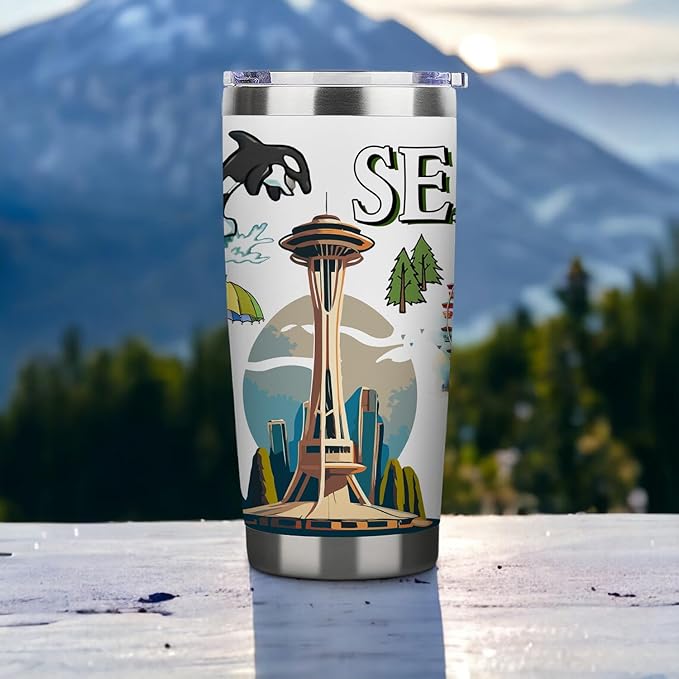 City Tumbler for City Lover,20oz Double Wall Vacuum Insulated Stainless Steel Coffee Cups (Seattle)