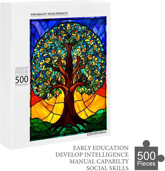 Jigsaw Puzzles for Adults 500 Piece - Colorful Tree Themed Wooden Puzzles，Funny Puzzles，Stress Relief Games，Puzzle Games Challenge Puzzles，Educational Games