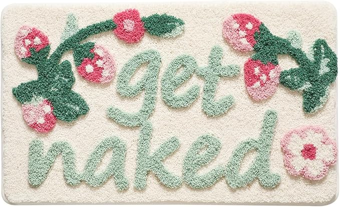 Ankah Get Naked Bath Mats, Rude Swear Words Unique Funky Cute Bathroom Rugs, Non Slip Rubber Backed Machine Washable, Cool Shag Absorbent Bath Rug for You Home, 17.32" x 29.92" (get Naked)