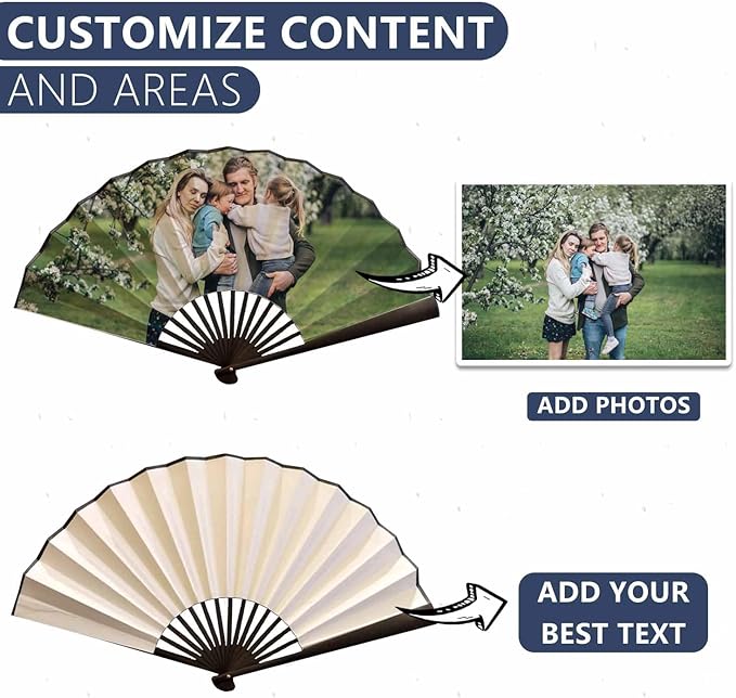 WERWAES Personalized Folding Fan with Custom Photo Hand Held Fans Foldable for Wedding Dancing Saloon Cosplay Party Props Decorative Folding Fans