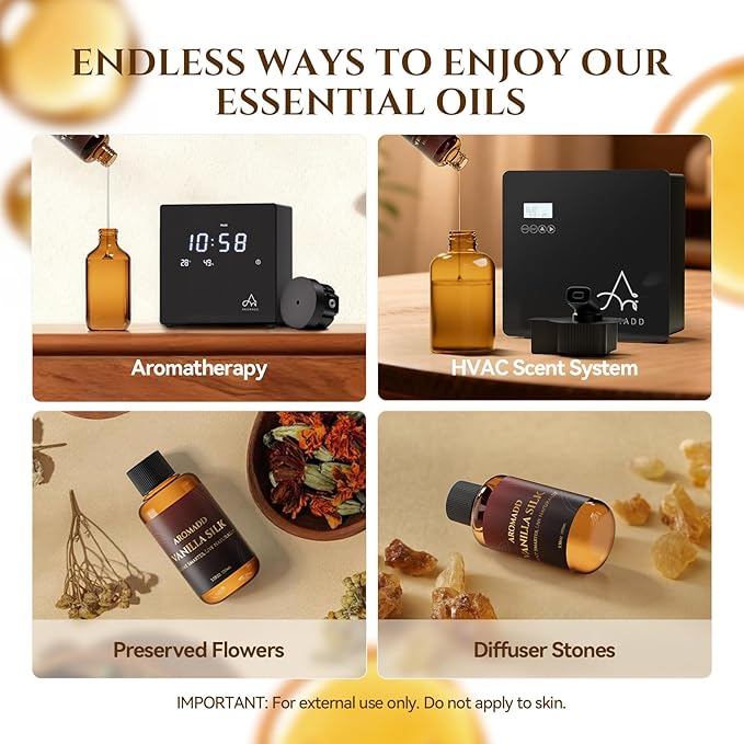 AROMADD Vanilla Silk Diffuser Oil Inspired by Luxury Hotel Scent 3.38 Fl Oz (100ml), Aroma Diffuser & Hotel Fragrance Diffuser Oil, Essential Oil Diffuser for Aromatherapy, Long-Lasting