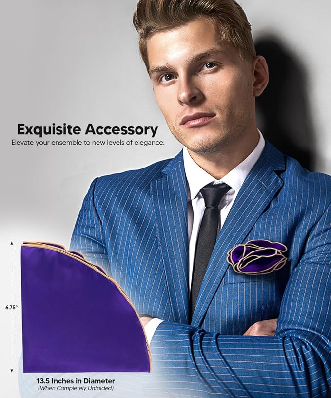 Premium Pre-Folded Four-Point Suit Pocket Square for Men with Sewn Pocket Fold
