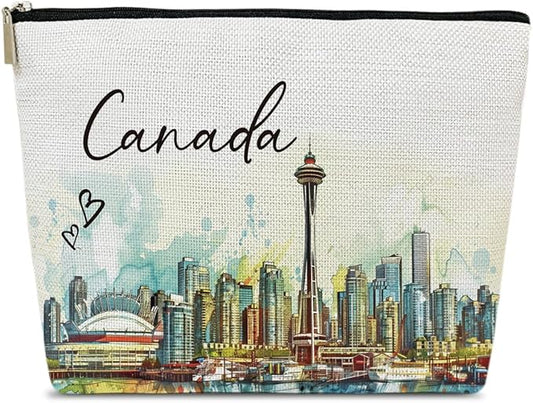 Canada Travel Gifts Makeup Bag, City Travel Cosmetic Bag for Purse, Watercolor Makeup Bags, Canada Souvenir, Trip Favors for Traveller Lovers, City Themed Organizer