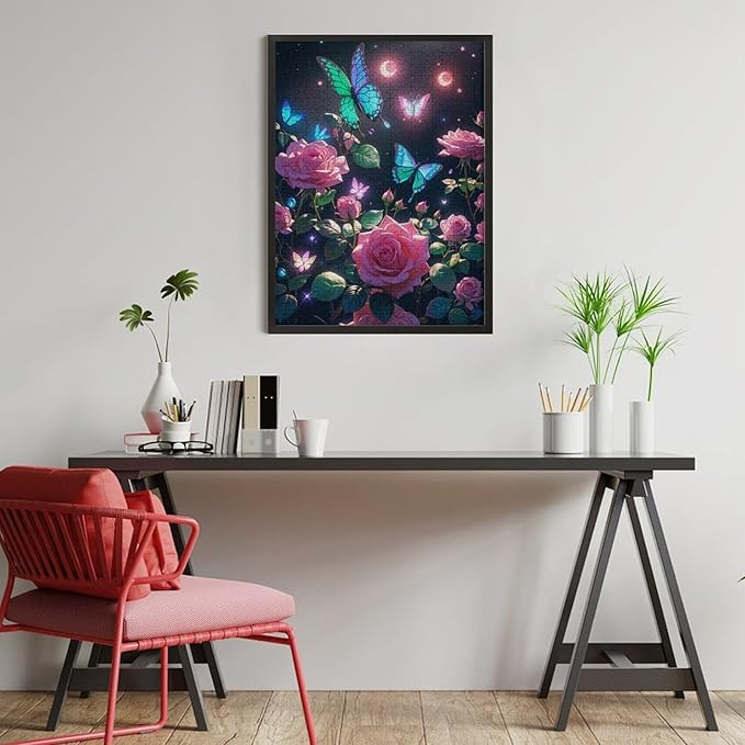 Wooden Puzzles 500 Piece，Butterfly and Rose Themed Jigsaw Puzzles，Family Puzzles，Unique Gifts for Wall Art，Funny Puzzles，Stress Relief Games，Puzzle Games