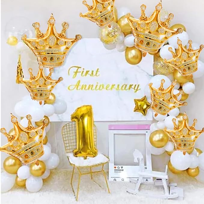 Crown Balloons, Large Gold Foil Crown Balloons Gold Crowns Decoration for King and Queen Party Royalty Birthday Wedding Party Baby Shower Decorations Supplies