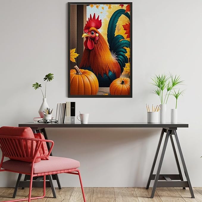 Jigsaw Puzzles for Adults 1000 Piece - Thanksgiving Fall Pumpkins and Cocks Wooden Puzzle，Unique Gifts for Wall Art ，Family Puzzles，Educational Games，Challenge Puzzles Puzzle Games