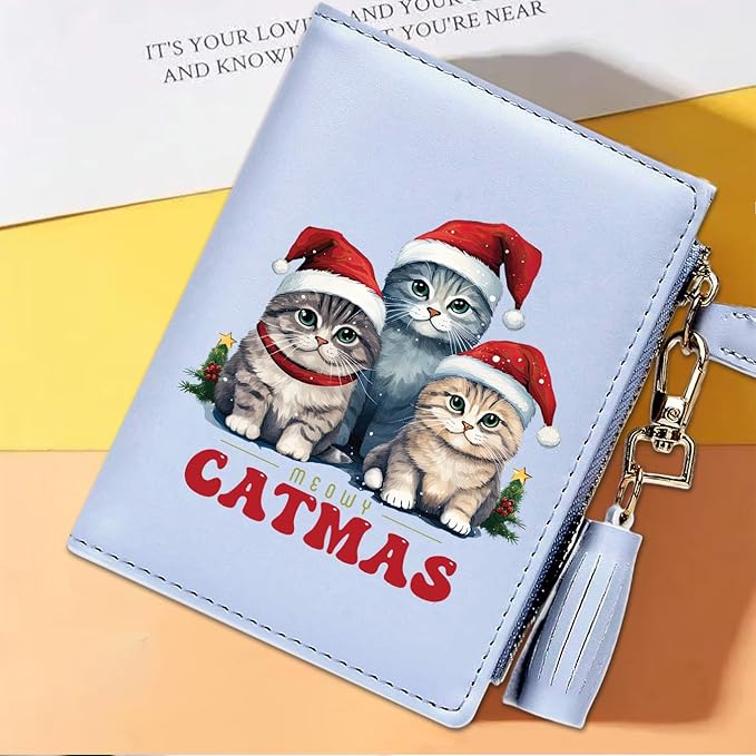 GEEAD Custom Design Small Wallets for Women Bifold Slim Coin Purse Zipper ID Card Holder for Christmas