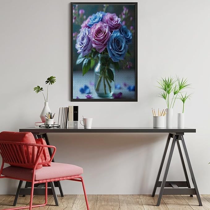 Jigsaw Puzzles for Adults 1000 Piece - Colored Rose Themed Wooden Puzzles，Educational Games，Family Puzzles，Unique Gifts for Wall Art ，Funny Puzzles，Stress Relief Games，Puzzle Games