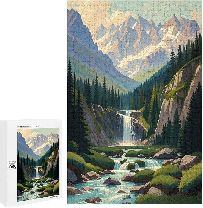 Jigsaw Puzzles for Adults 1000 Piece - Mountain Landscape Wooden Puzzle，Educational Games，Challenge Puzzles Puzzle Games， Stress Relief Games，Funny Puzzles