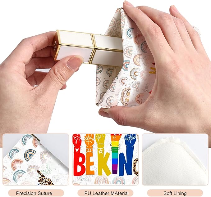 2Pcs PU Leather Small Squeeze Coin Purse Pouch Mini coin Bag Unique And Cute Wallet Cosmetic Bags Change Bag For Women Girls Men （Fingers and Rainbows