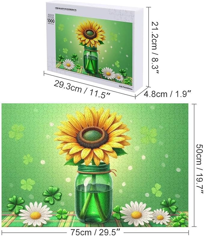 Wooden Puzzle - St Patrick's Day Gnome Wooden Puzzles for Adults 1000 Pieces Challenge Puzzles，Educational Games，Family Puzzles，Unique Gifts for Wall Art ，Funny Puzzles