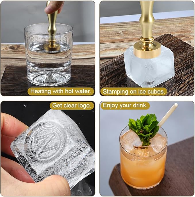 Ice Cube Stamp for Cocktails Ice Stamp Brass Head with Handle, Ice Branding Stamp for Ice Cubes Cocktail Whiskey Drinks Party Wedding Making DIY Crafting (Letter N)