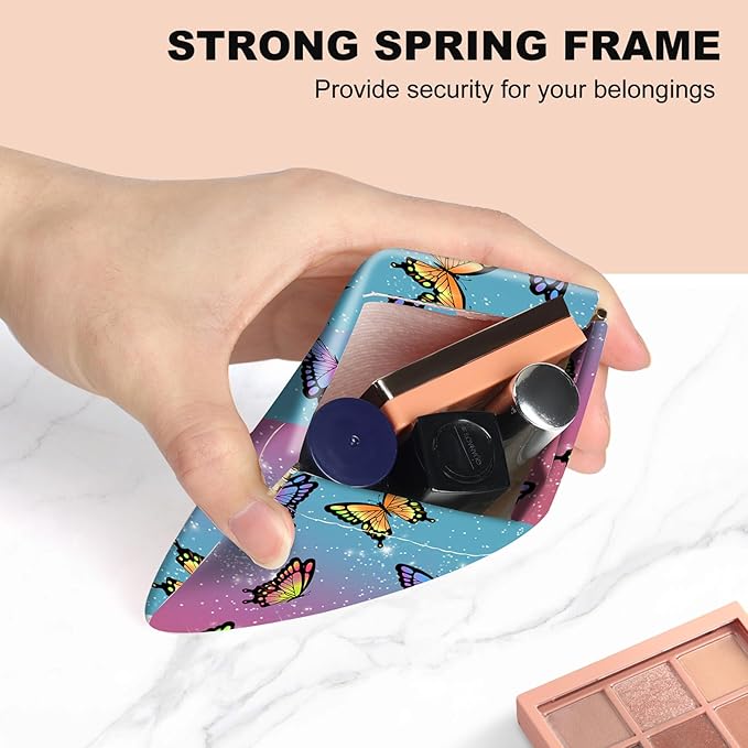 2Pcs PU Leather Small Squeeze Coin Purse Pouch Mini coin Bag Unique And Cute Wallet Cosmetic Bags Change Bag For Women Girls Men （Butterfly L