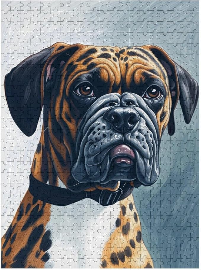 Boxer Dog Portrait Animal Wooden Puzzle 500 Pieces Jigsaw Puzzles for Adults Puzzle Educational Toys Challenging Fun Games Gifts for Elders Kids Family and Friends