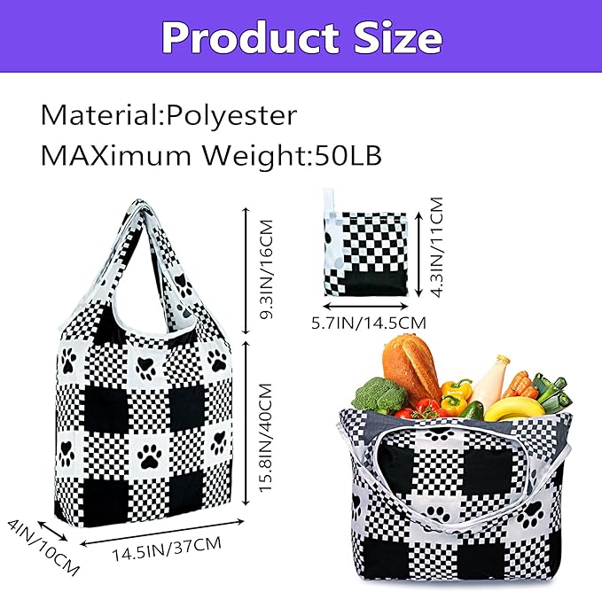 LOLOMLO 6 Pack Eco-Friendly Reusable Grocery Bags Lightweight Durable Washable Shopping Tote Foldable Outings Storage Pouch