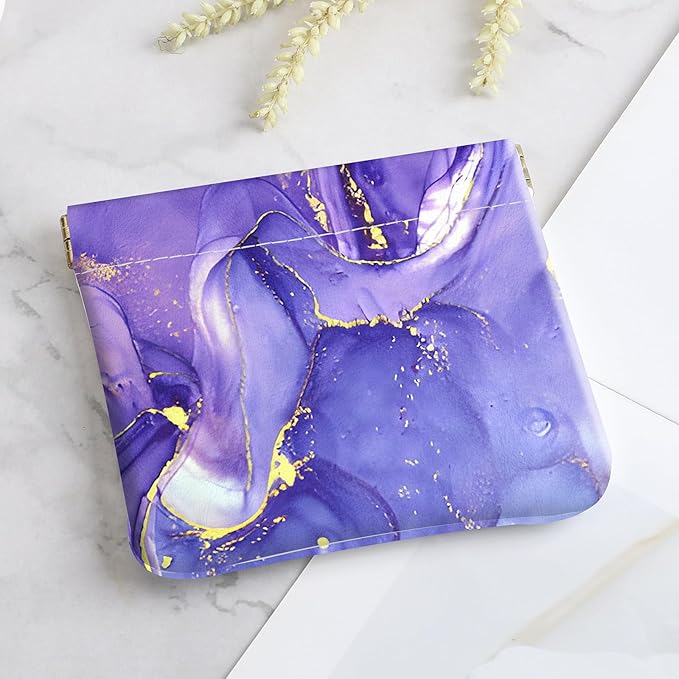 2Pcs PU Leather Small Squeeze Coin Purse Pouch Mini coin Bag Unique And Cute Wallet Cosmetic Bags Change Bag For Women Girls Men Marble Texture Pattern