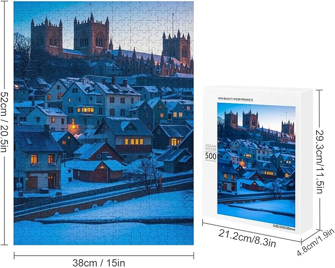 Adult Wooden Puzzle 500 Pieces - Durham Castle and Cathedral Theme Jigsaw Puzzles， Exquisite Art Design，for Puzzles Challengers and Enthusiasts，Puzzle Games for Children and Adults
