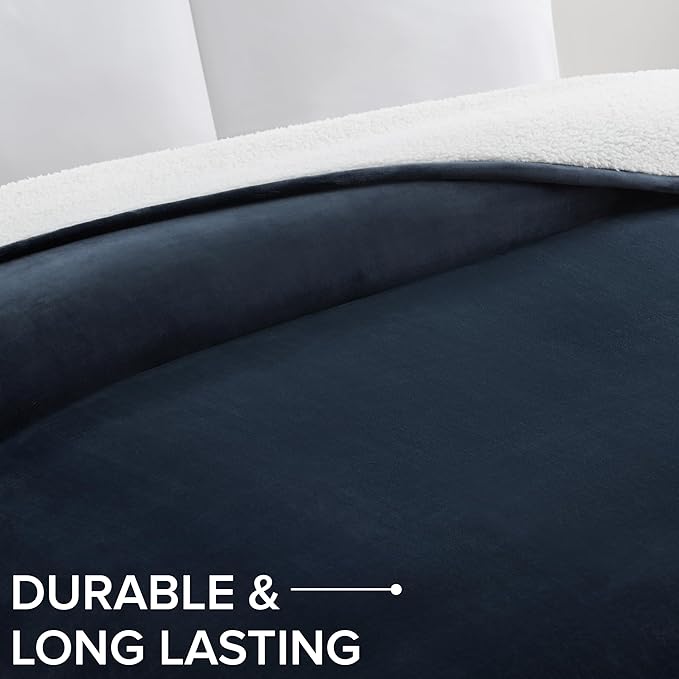 UGG Nita King/California King Blanket Fleece Fluffy Reversible Soft Fuzzy Bedding Cozy Plush Warm Oversized Blanket Machine Washable Bedroom Decor for Big Couch or Bed, 110-inch x 90-inch, Navy Blue