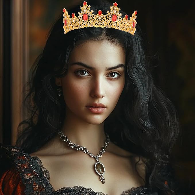 Didder Red and Gold Queen Crown Birthday Tiara Princess Tiaras and Crowns for Women and Girls Halloween Costume Prom Headpiece Hair Accessories