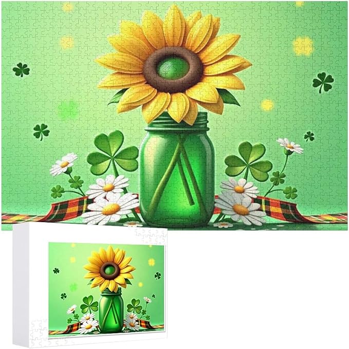 Wooden Puzzle - St Patrick's Day Gnome Wooden Puzzles for Adults 1000 Pieces Challenge Puzzles，Educational Games，Family Puzzles，Unique Gifts for Wall Art ，Funny Puzzles