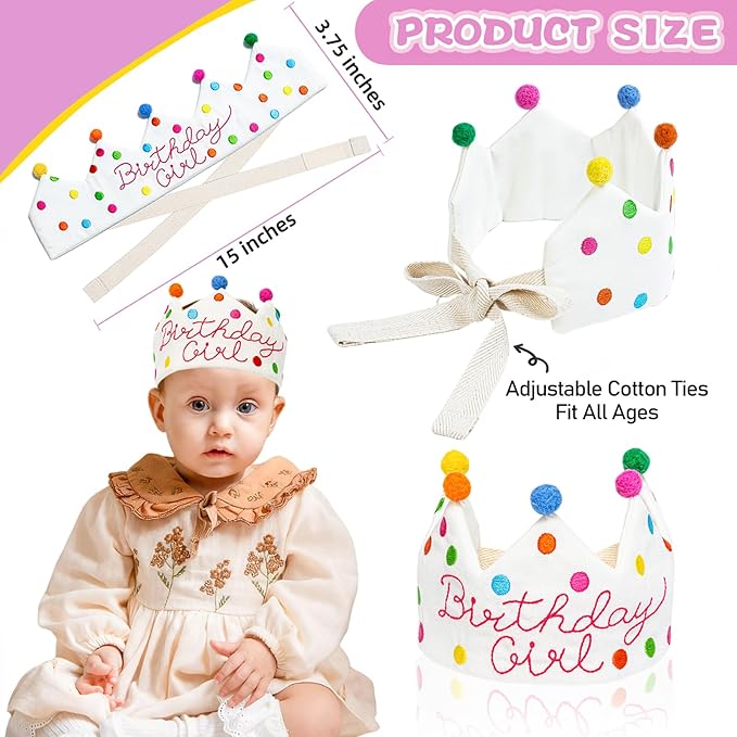 Personalized Hand Embroidered Crown, Customed Birthday Crowns for Kids Birthdays Party, Fit All Ages