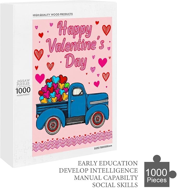 Wooden Puzzle - Happy Valentine's Day Jigsaw Puzzles，Wooden Puzzles for Adults 1000 Pieces Challenge Puzzles，Educational Games，Family Puzzles，Unique Gifts for Wall Art