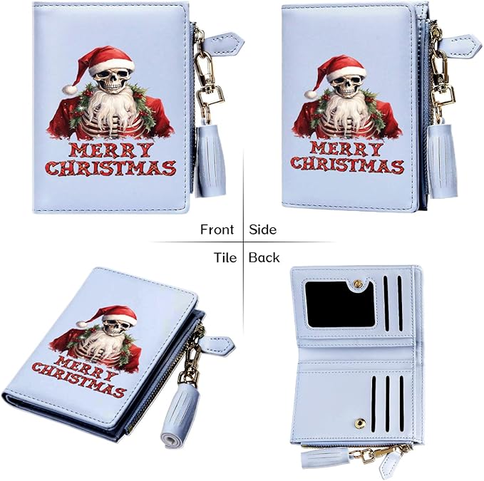 GEEAD Custom Design Small Wallets for Women Bifold Slim Coin Purse Zipper ID Card Holder for Christmas