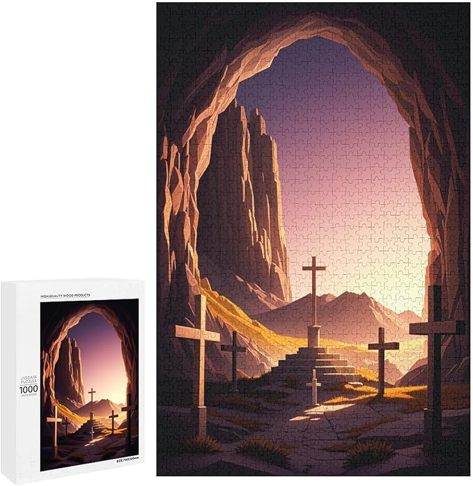 Religious Cross Wooden Puzzle 1000 Pieces Jigsaw Puzzles for Adults Puzzle Educational Toys Challenging Fun Games Gifts for Elders Kids Family and Friends