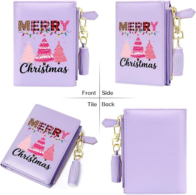 GEEAD Custom Design Small Wallets for Women Bifold Slim Coin Purse Zipper ID Card Holder for Christmas