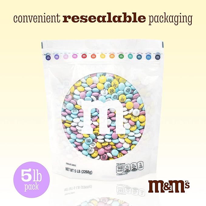 M&M'S World New Baby Milk Chocolate Candy 5lb Bag with Assorted M&M'S for Baby Showers Gender Reveal Parties and Newborn Gift Ideas