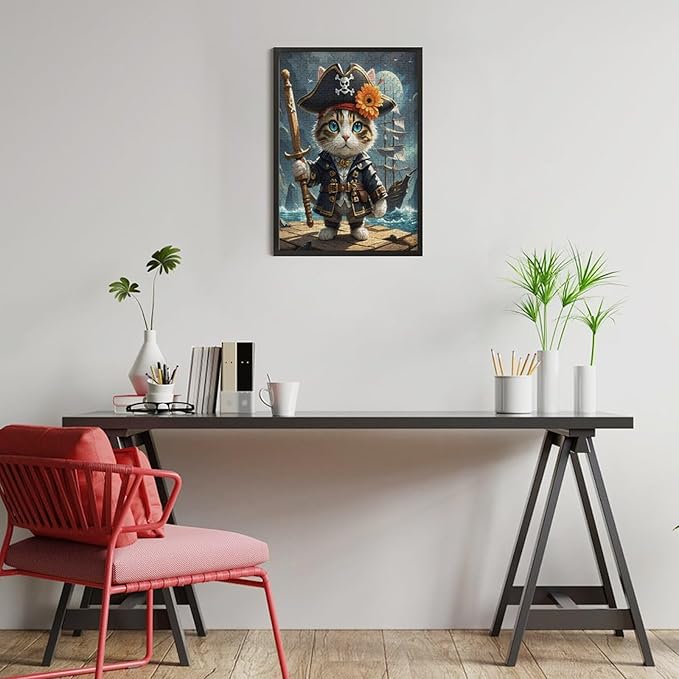 Wooden Puzzle - Classic Pirate Cat Leader Jigsaw Puzzles，Wooden Puzzles for Adults 300 Pieces Challenge Puzzles，Educational Games，Family Puzzles，Unique Gifts for Wall Art