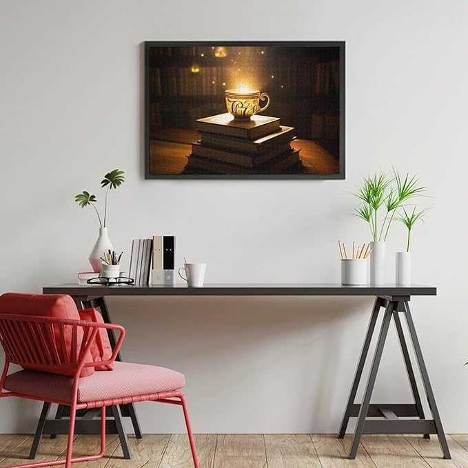Wooden Puzzle - Hot Tea On A Book Rounded Corner Jigsaw Puzzles，Wooden Puzzles for Adults 1000 Pieces Challenge Puzzles，Educational Games，Family Puzzles，Unique Gifts for Wall Art