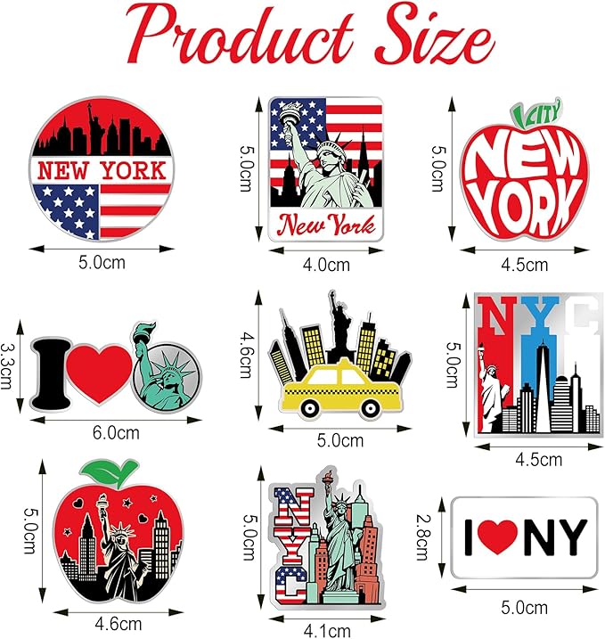 18 Pcs New York Fridge Magnet NYC City Magnetic Refrigerator Stickers Metal Magnet Souvenirs Gifts Refrigerator Magnets Home Decoration Accessories
