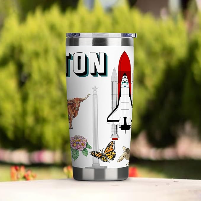 City Tumbler for City Lover,20oz Double Wall Vacuum Insulated Stainless Steel Coffee Cups (Houston)