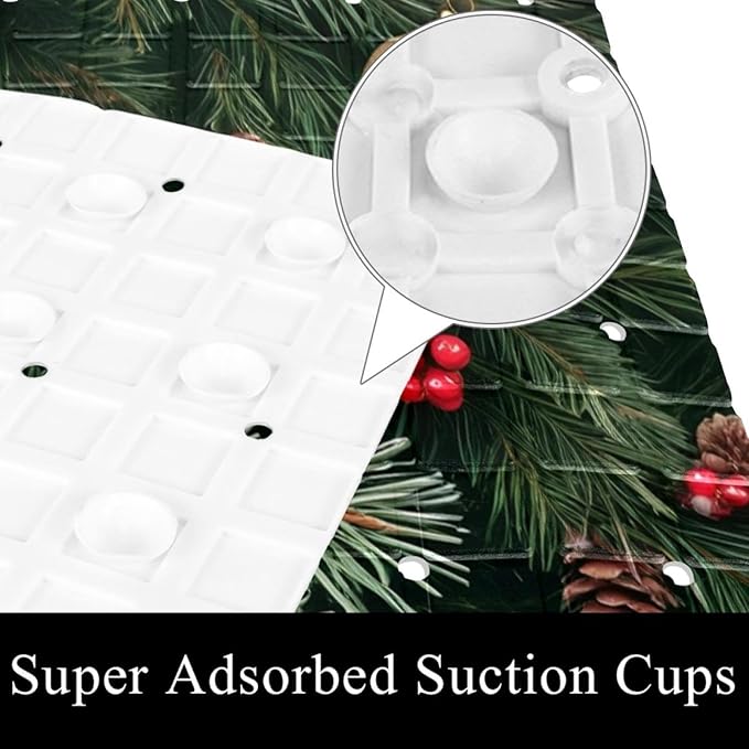 Non Slip Bath Mat for Tub, 15.1 x 26.8 Inch Bathtub Mat Machine Washable Shower Mat with Drain Holes and Suction Cups, Seamless Christmas and Winter Elements Pattern