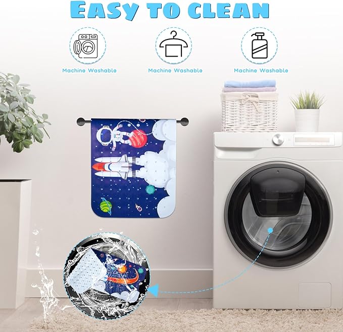Baby Bath Mat for Tub Non Slip Kids Bathtub Mat Extra Long 40X16 Inch Toddler Bath Tub Shower Mat Anti Slip with Suction Cups & Drain Holes, Machine Washable (Space)