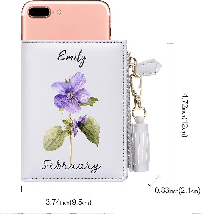 GEEAD Custom Design Small Wallets for Women Bifold Slim Coin Purse Zipper ID Card Holder PU Leather