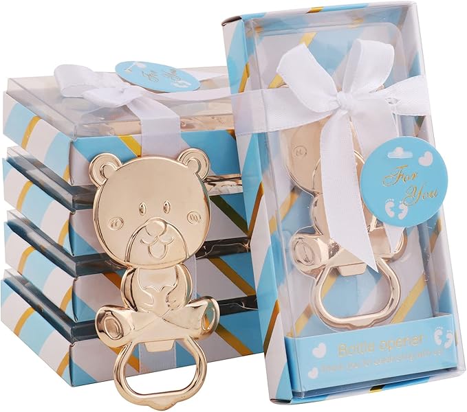 24 pcs Baby Shower Favors for Guest Bear Bottle Opener Baby Shower Keepsake Baby Shower Return Gift for Guest Baby Shower Souvenir for Boy or Girl Baby Shower Decorations (Blue Bear)