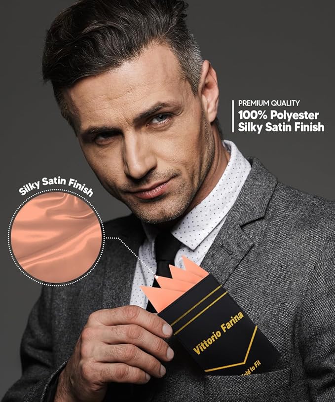 Premium Pre-Folded Four-Point Suit Pocket Square for Men with Sewn Pocket Fold