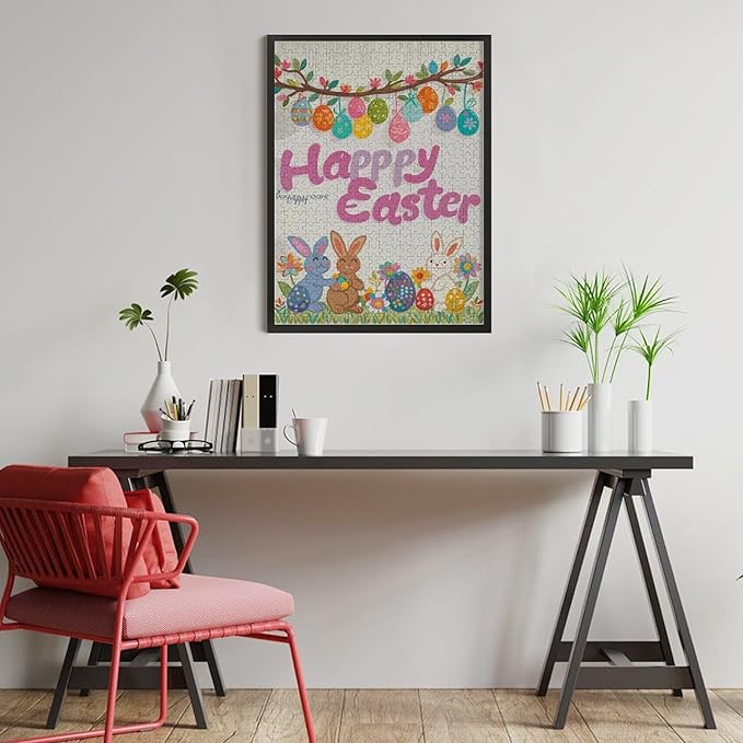 Wooden Puzzle - Easter and The Rabbit Jigsaw Puzzles，Wooden Puzzles for Adults 500 Pieces Unique Gifts for Wall Art，Challenge Puzzles，Educational Games，Family Puzzles
