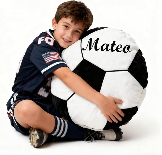 Personalized Name Soccer Pillow Custom Name Soccer Pillow for Boys Girls Customized for Soccer Fans Kids Birthday Sports Room Decore Game Day Sofa Cushion